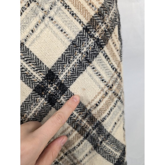 Ann Taylor Wool Plaid A Line Skirt Petite 6P Cream Tan Preppy Ivy Schoolgirl - Picture 5 of 11